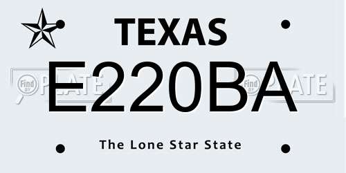 E220BA Texas License Plate