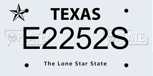 E2252S Texas License Plate