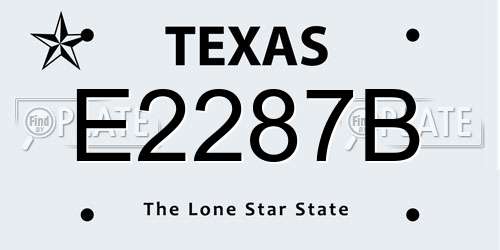 E2287B Texas License Plate