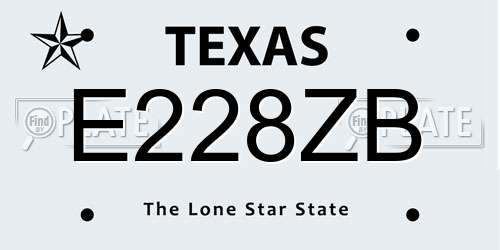 E228ZB Texas License Plate