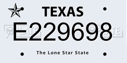 E229698 Texas License Plate