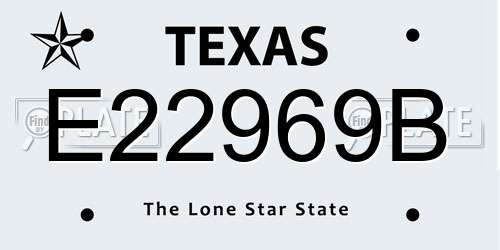 E22969B Texas License Plate
