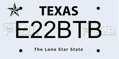 E22BTB Texas License Plate