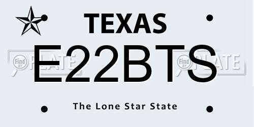 E22BTS Texas License Plate