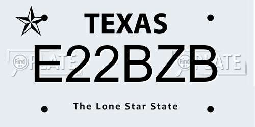E22BZB Texas License Plate