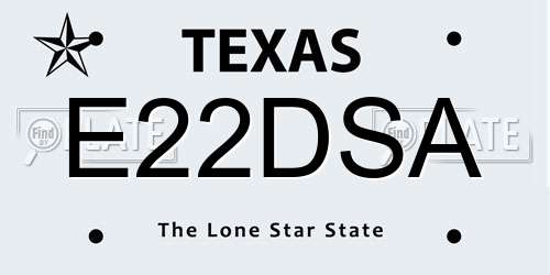 E22DSA Texas License Plate