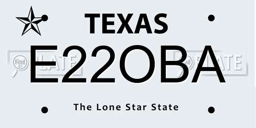 E22OBA Texas License Plate