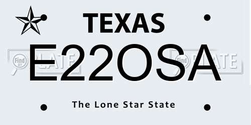 E22OSA Texas License Plate