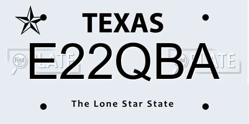 E22QBA Texas License Plate