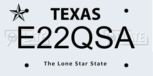E22QSA Texas License Plate