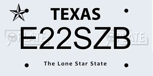 E22SZB Texas License Plate