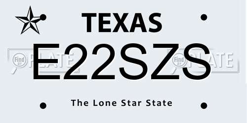E22SZS Texas License Plate