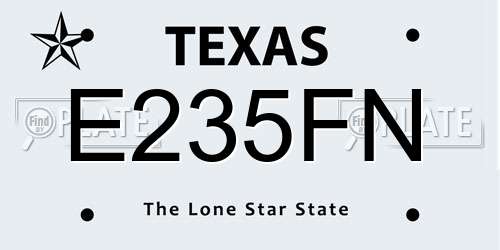 E235FN Texas License Plate