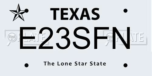 E23SFN Texas License Plate