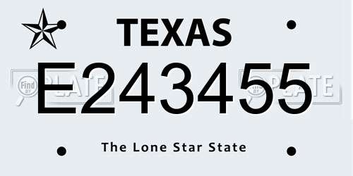 E243455 Texas License Plate