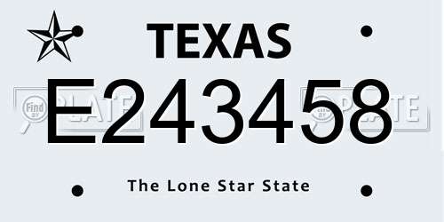 E243458 Texas License Plate