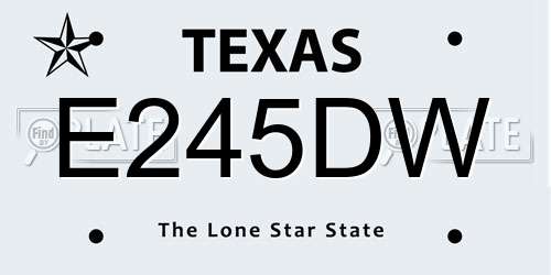 E245DW Texas License Plate