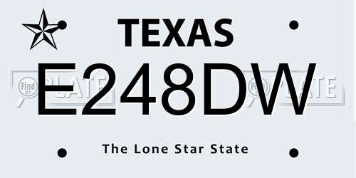 E248DW Texas License Plate