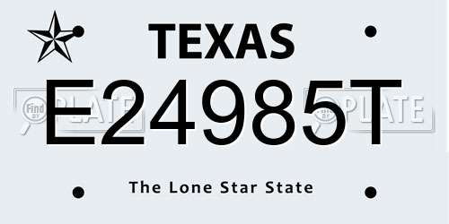 E24985T Texas License Plate