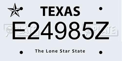 E24985Z Texas License Plate