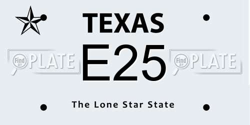 E25 Texas License Plate