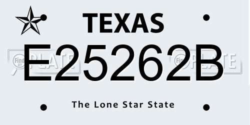 E25262B Texas License Plate