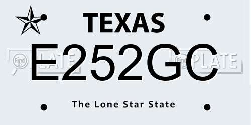 E252GC Texas License Plate