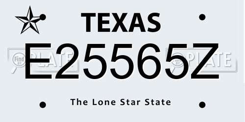 E25565Z Texas License Plate