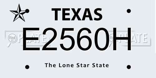 E2560H Texas License Plate