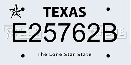 E25762B Texas License Plate