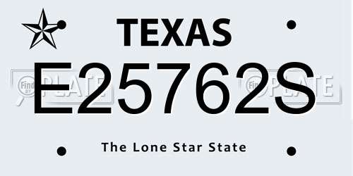 E25762S Texas License Plate