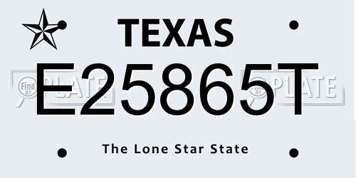 E25865T Texas License Plate