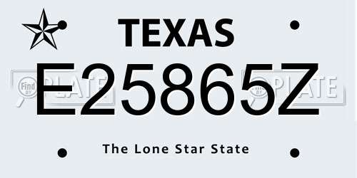 E25865Z Texas License Plate