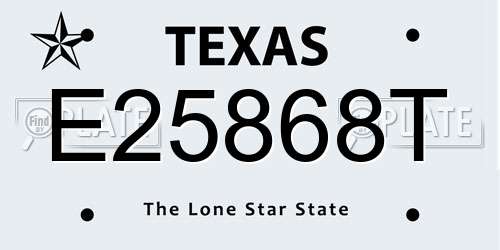 E25868T Texas License Plate