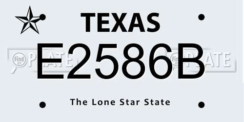 E2586B Texas License Plate