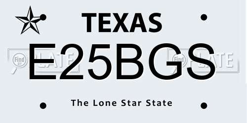 E25BGS Texas License Plate