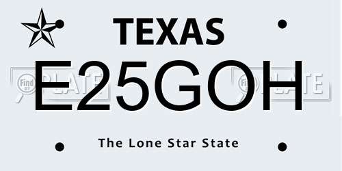 E25GOH Texas License Plate