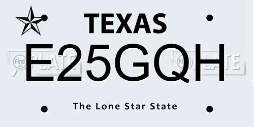 E25GQH Texas License Plate