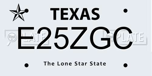E25ZGC Texas License Plate