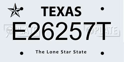 E26257T Texas License Plate