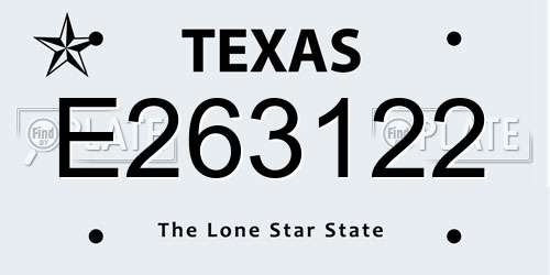 E263122 Texas License Plate