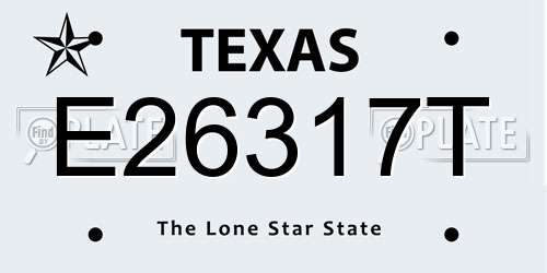 E26317T Texas License Plate