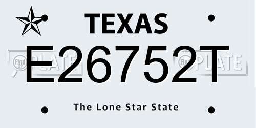 E26752T Texas License Plate