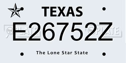 E26752Z Texas License Plate