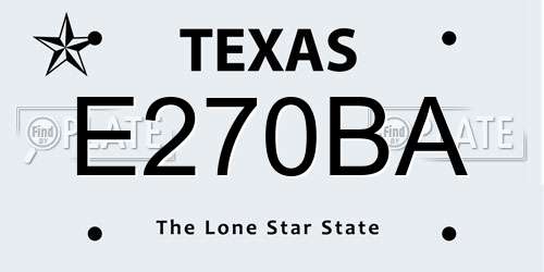 E270BA Texas License Plate