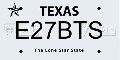 E27BTS Texas License Plate