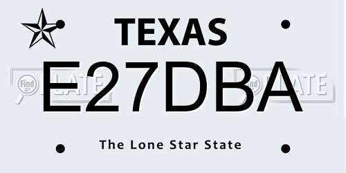 E27DBA Texas License Plate