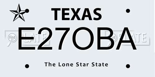 E27OBA Texas License Plate