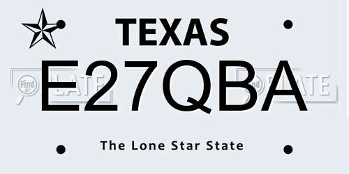 E27QBA Texas License Plate