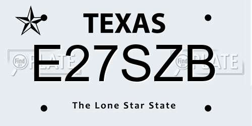 E27SZB Texas License Plate